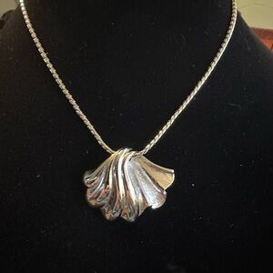 Monet Silver tone Seashell Necklace